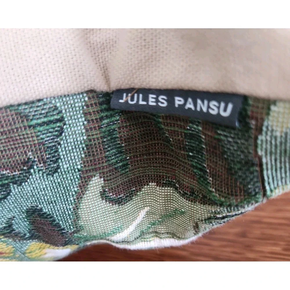 Jules Pansu WATER LILY  French Tapestry Pillow w/Insert~17x17 Red Green Tan Zip